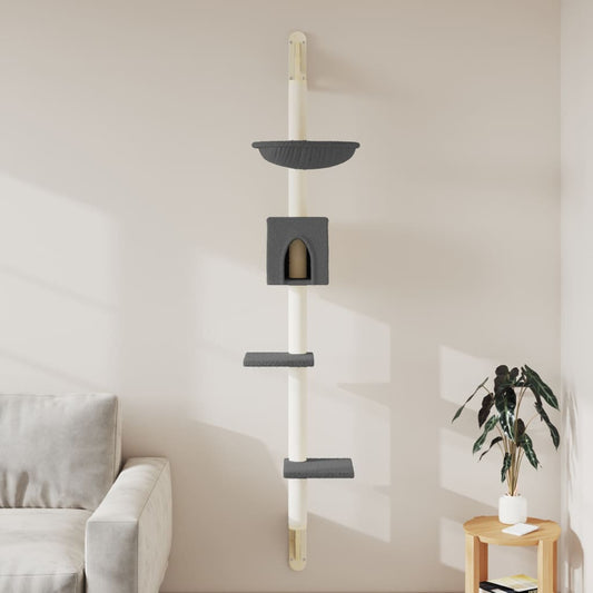 Wall-mounted Cat Tree with Scratching Post Dark Grey 187 cm