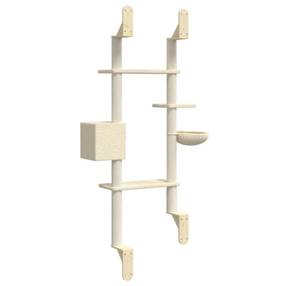 Wall-mounted Cat Tree with Scratching Post Cream 180 cm