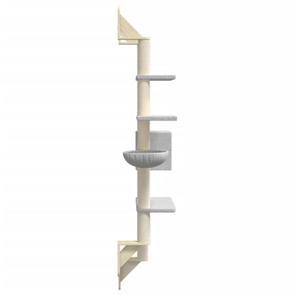 Wall-mounted Cat Tree with Scratching Post Light Grey 180 cm