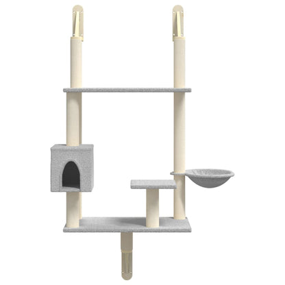 Wall-mounted Cat Tree with Scratching Post Light Grey 153 cm