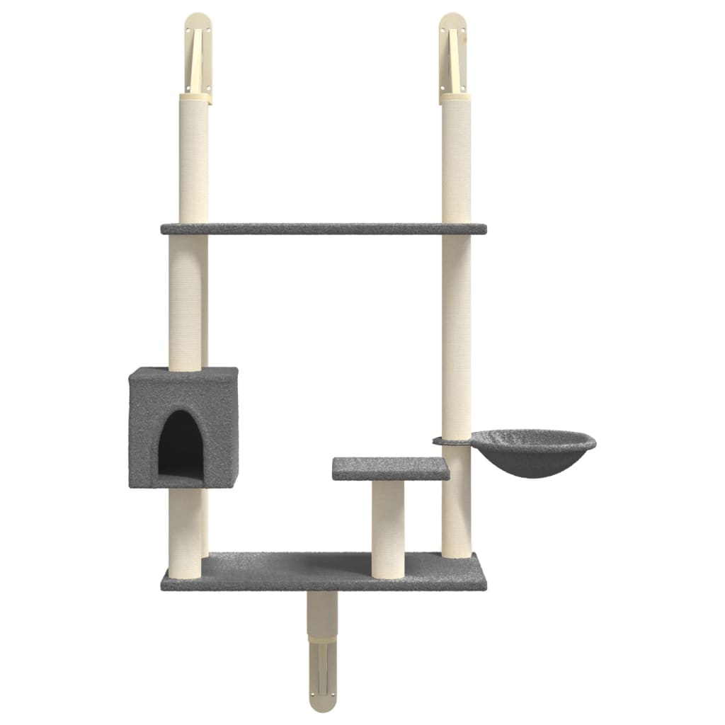 Wall-mounted Cat Tree with Scratching Post Dark Grey 153 cm