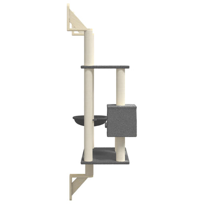 Wall-mounted Cat Tree with Scratching Post Dark Grey 153 cm