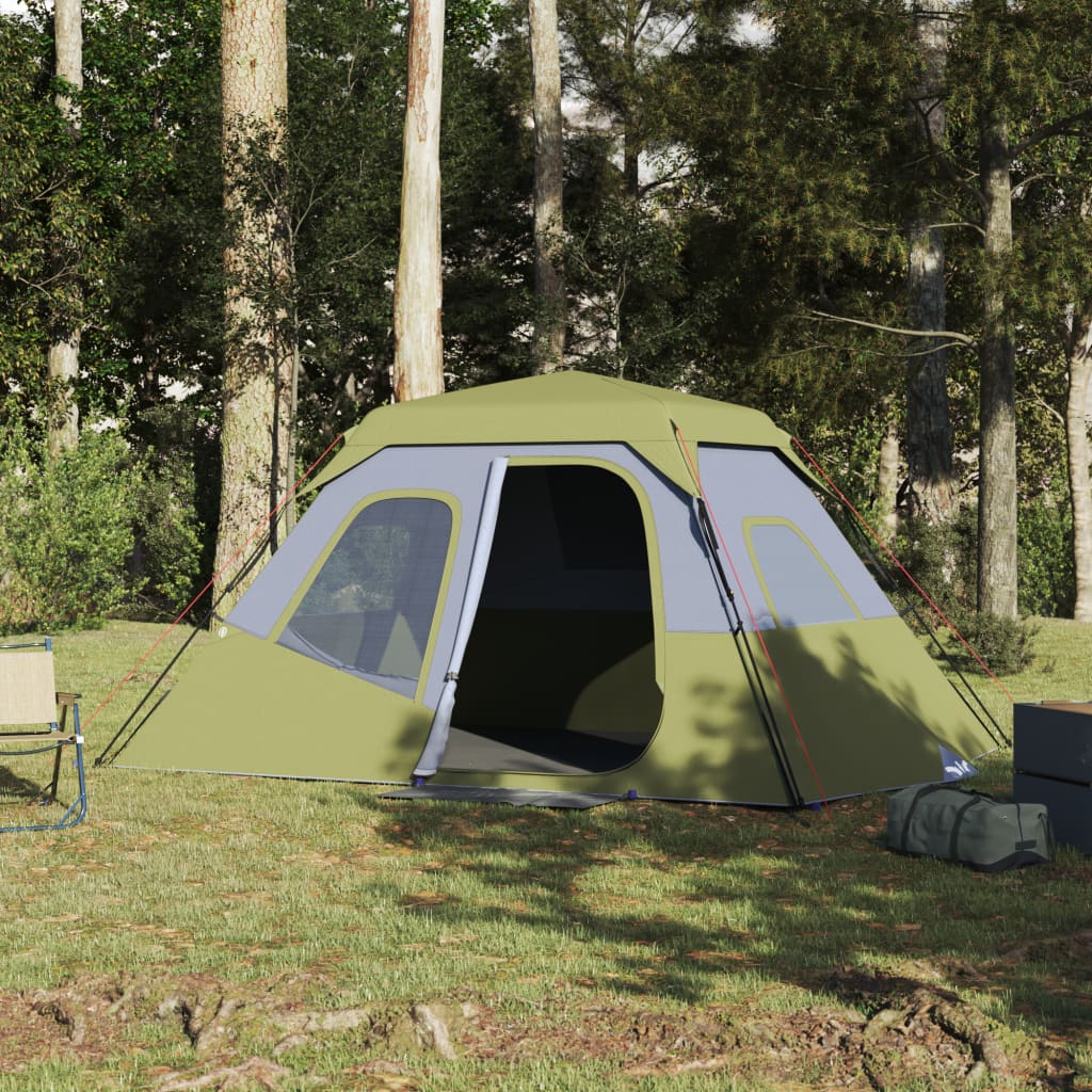 Camping Tent 6 Persons Green 344x282x192 cm