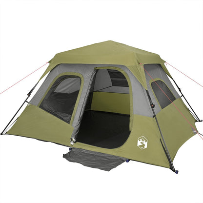 Family Tent 6-Person Green Quick Release Waterproof