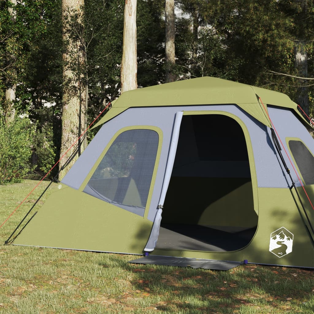 Family Tent 6-Person Green Quick Release Waterproof