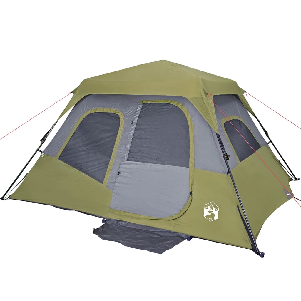 Family Tent 6-Person Green Quick Release Waterproof