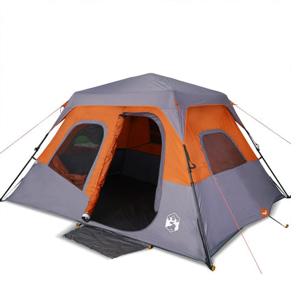 Family Tent 6-Person Grey and Orange Quick Release Waterproof