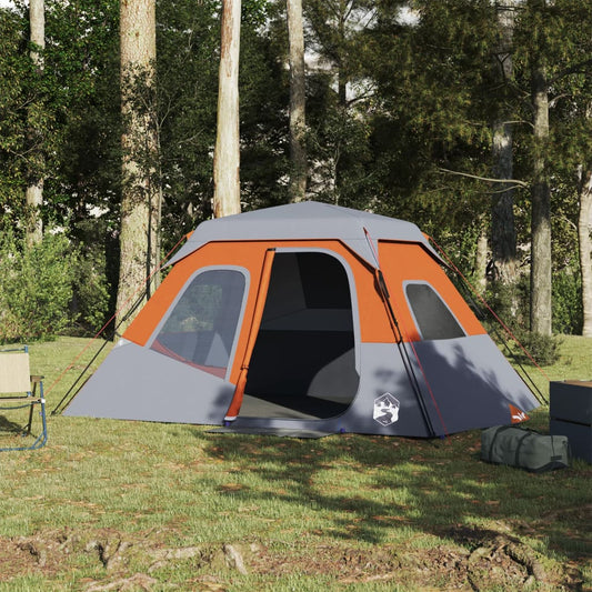 Family Tent 6-Person Grey and Orange Quick Release Waterproof