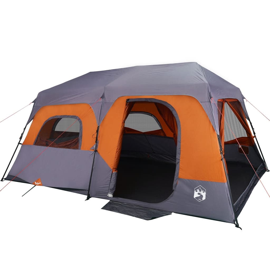 Family Tent 9-Person Grey and Orange Quick Release Waterproof