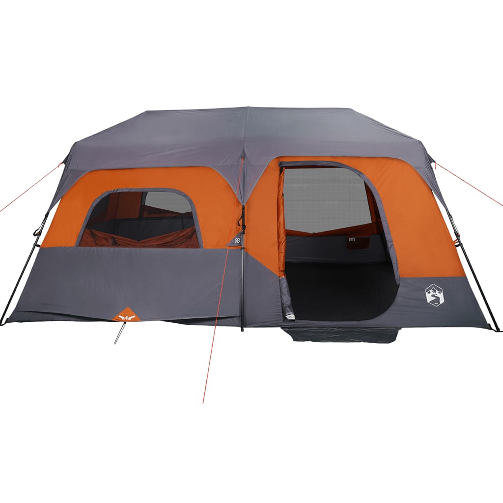 Family Tent 9-Person Grey and Orange Quick Release Waterproof