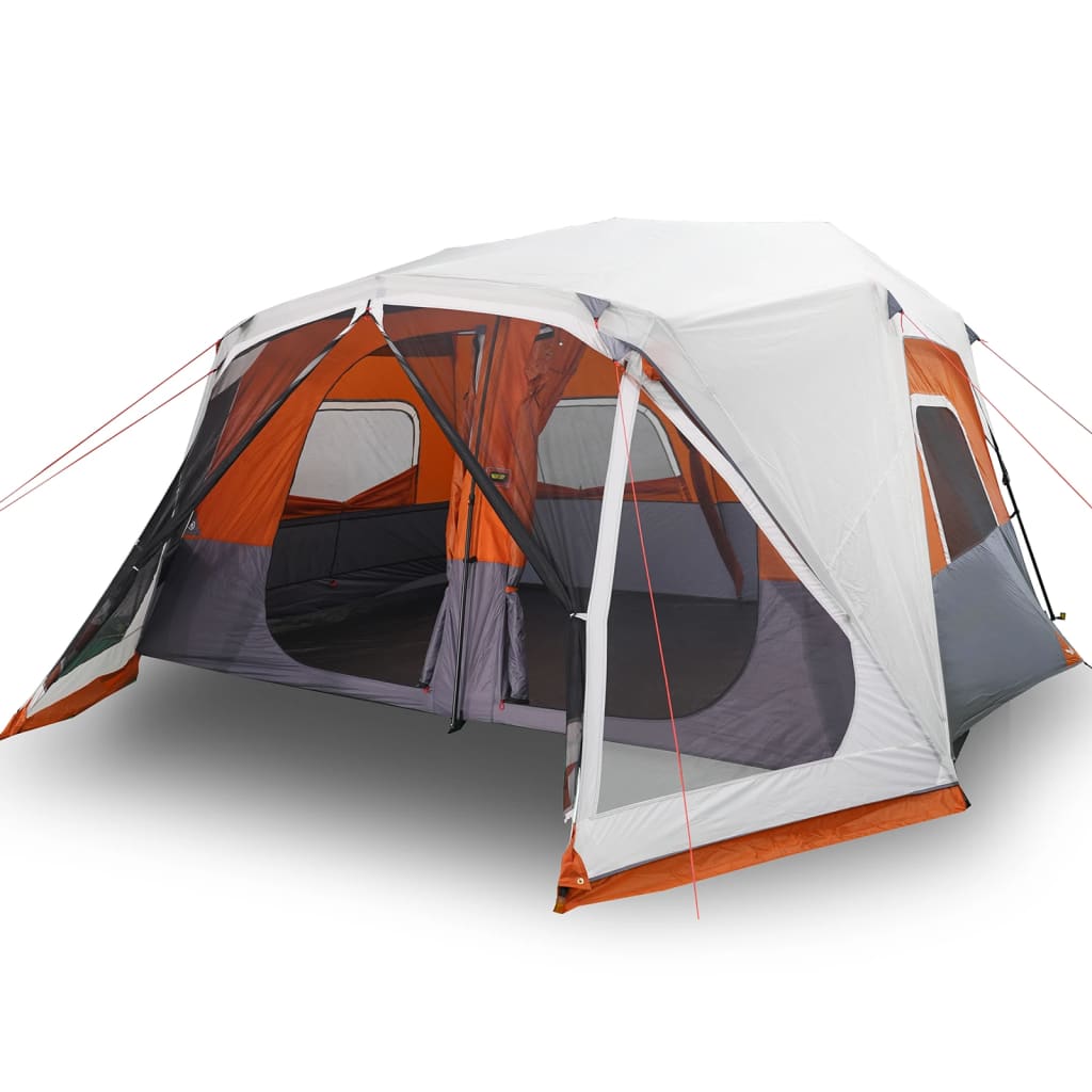 Family Tent with LED 10-Person Light Grey and Orange Quick Release