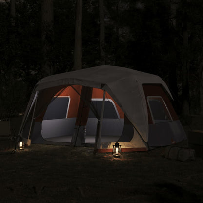 Family Tent with LED 10-Person Light Grey and Orange Quick Release