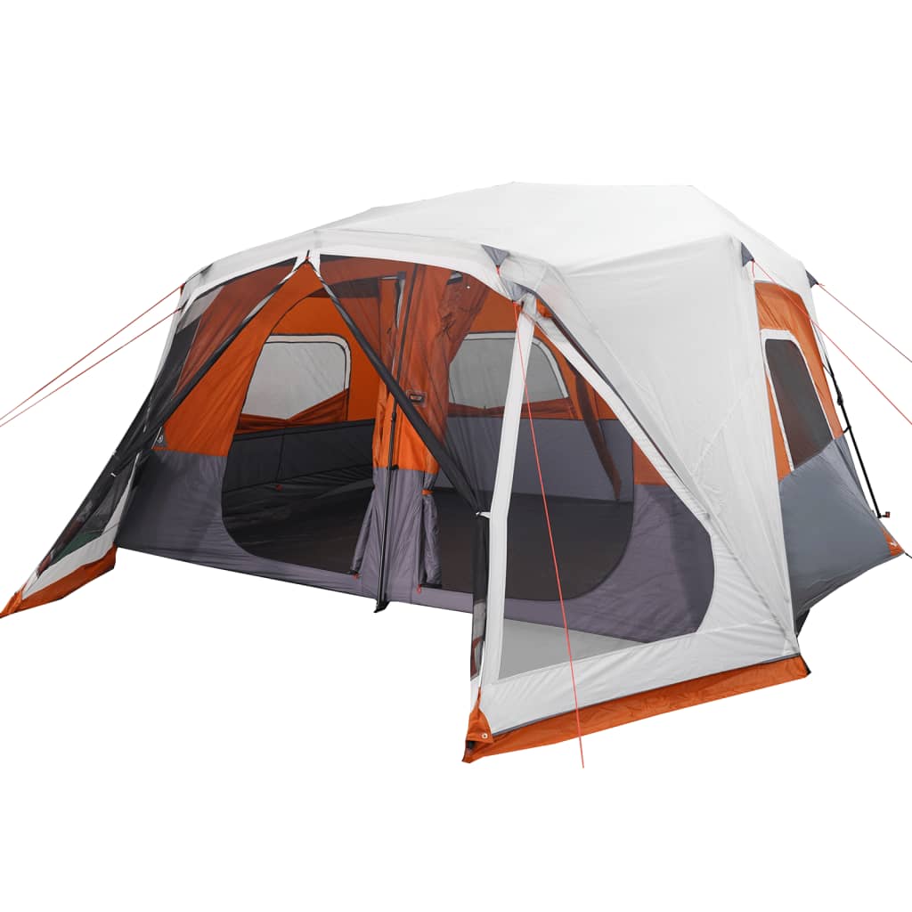 Family Tent with LED 10-Person Light Grey and Orange Quick Release