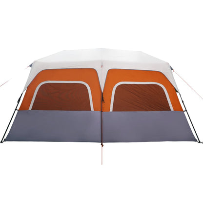 Family Tent with LED 10-Person Light Grey and Orange Quick Release