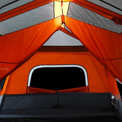 Family Tent with LED 10-Person Light Grey and Orange Quick Release