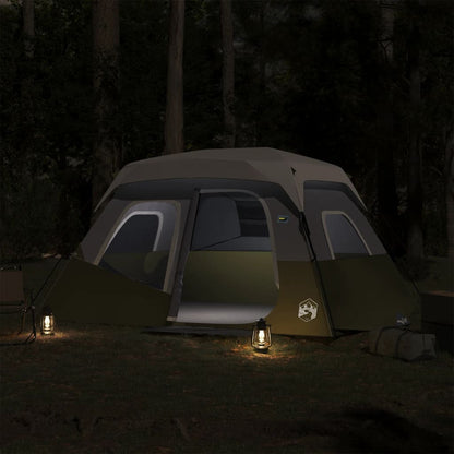 Family Tent with LED 6-Person Light Blue Quick Release