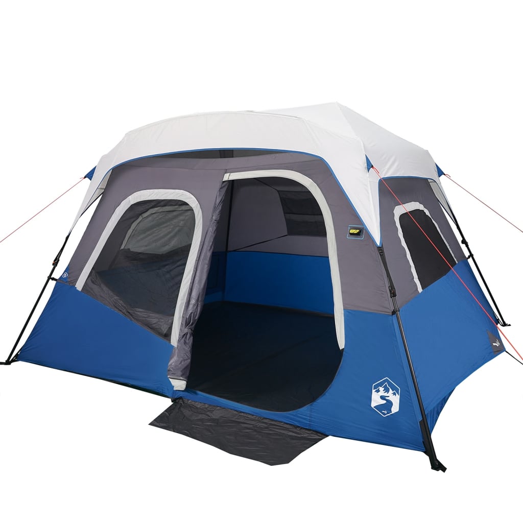 Family Tent with LED 6-Person Light Blue Quick Release