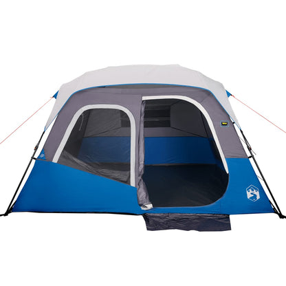 Family Tent with LED 6-Person Light Blue Quick Release