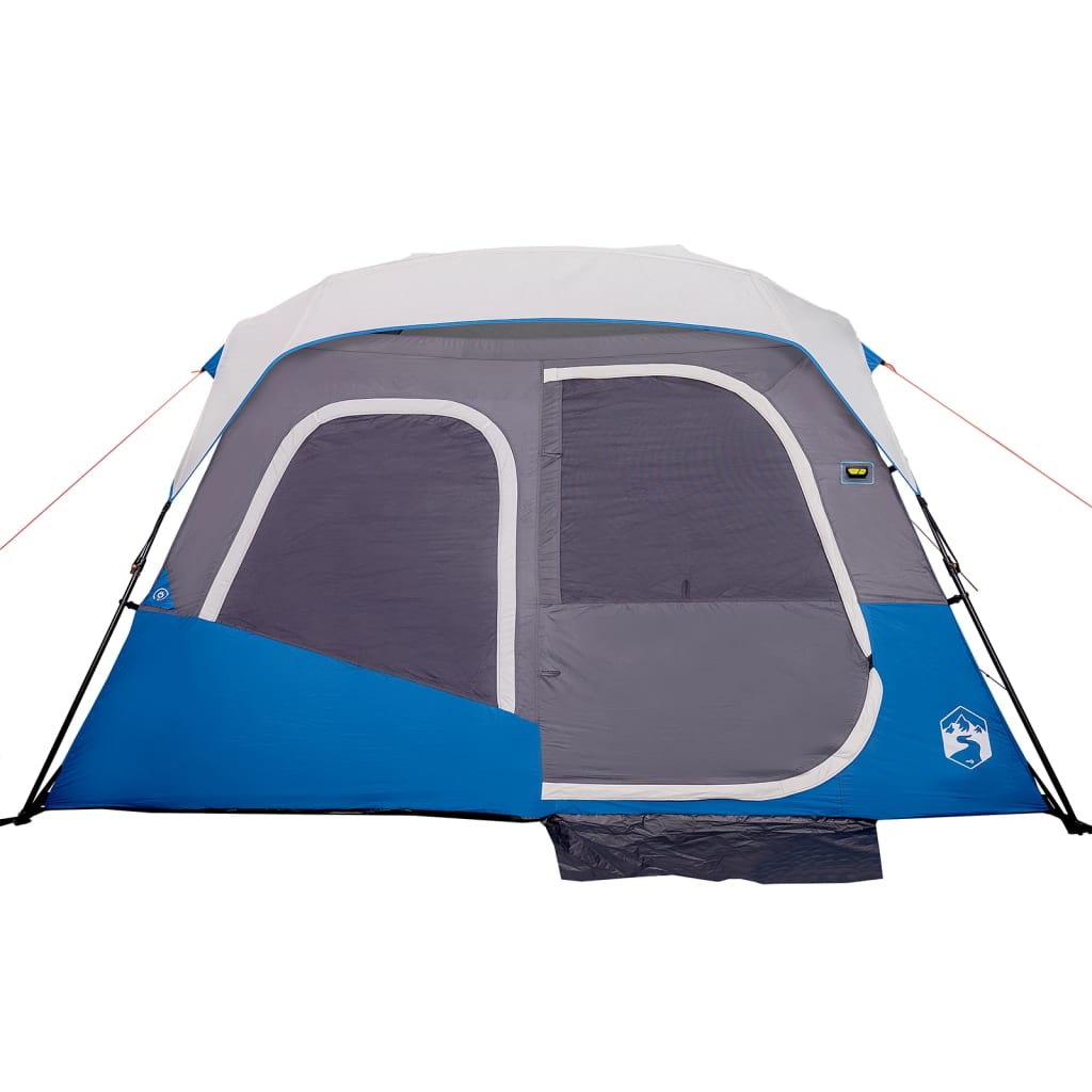 Family Tent with LED 6-Person Light Blue Quick Release