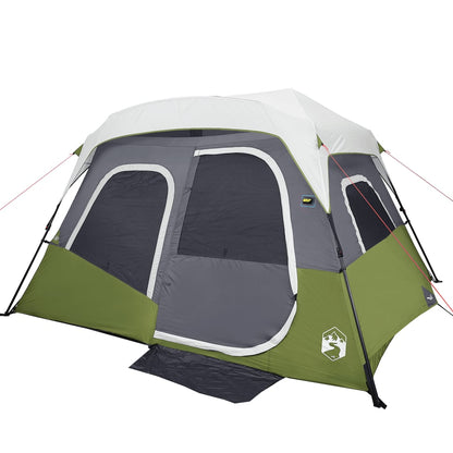 Family Tent with LED 6-Person Light Green Quick Release