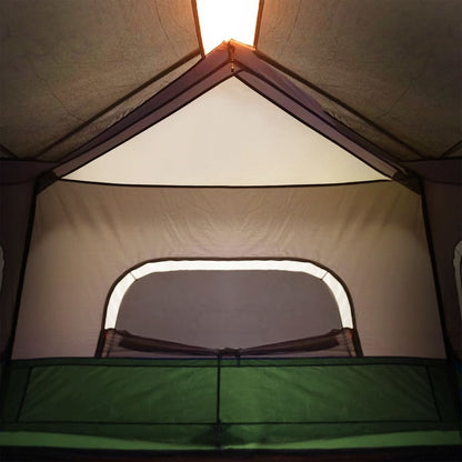 Family Tent with LED 6-Person Light Green Quick Release