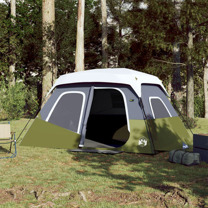 Family Tent with LED 6-Person Light Green Quick Release