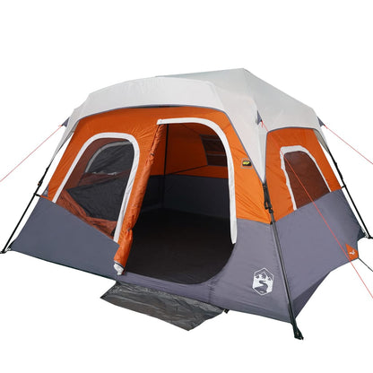 Family Tent with LED 6-Person Light Grey and Orange Quick Release