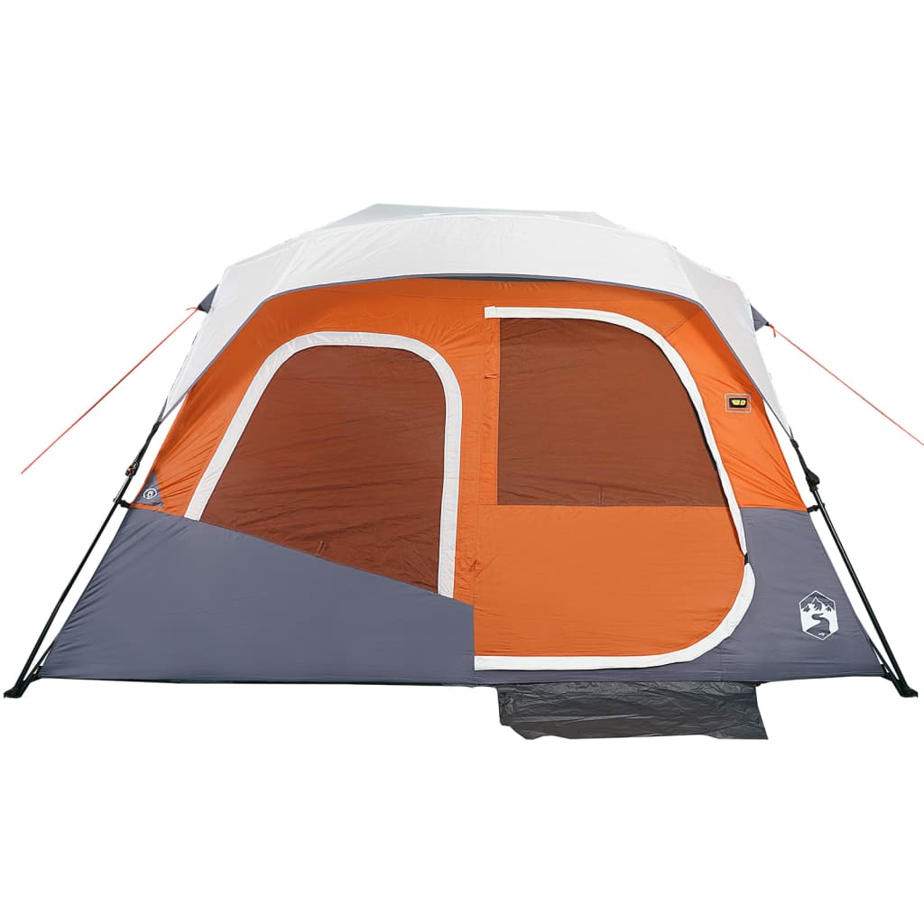 Family Tent with LED 6-Person Light Grey and Orange Quick Release