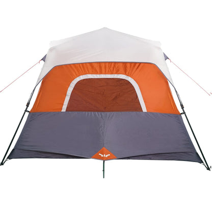 Family Tent with LED 6-Person Light Grey and Orange Quick Release