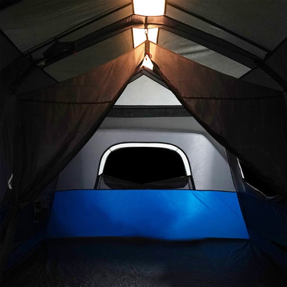 Family Tent with LED 9-Person Light Blue Quick Release