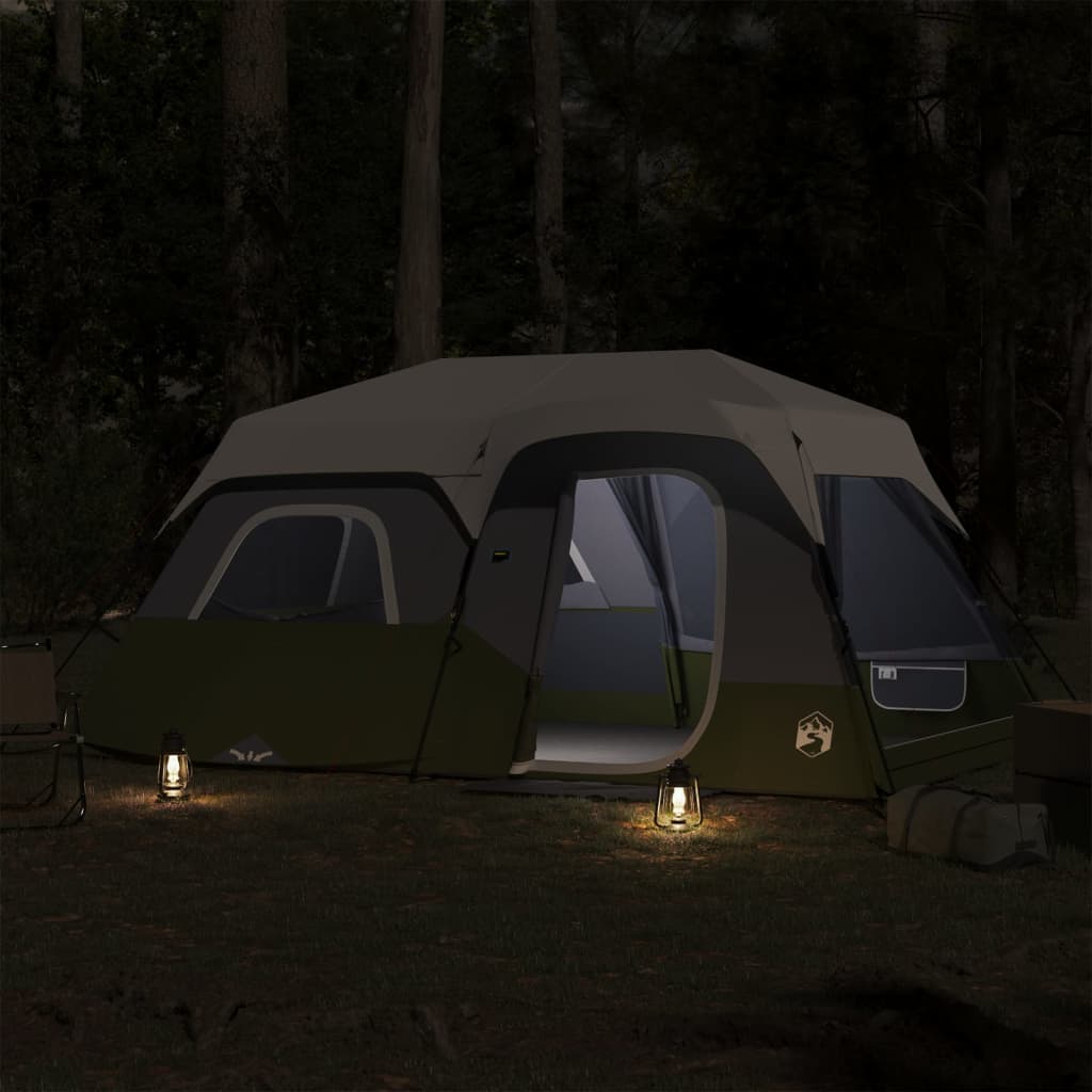 Family Tent with LED 9-Person Light Green Quick Release