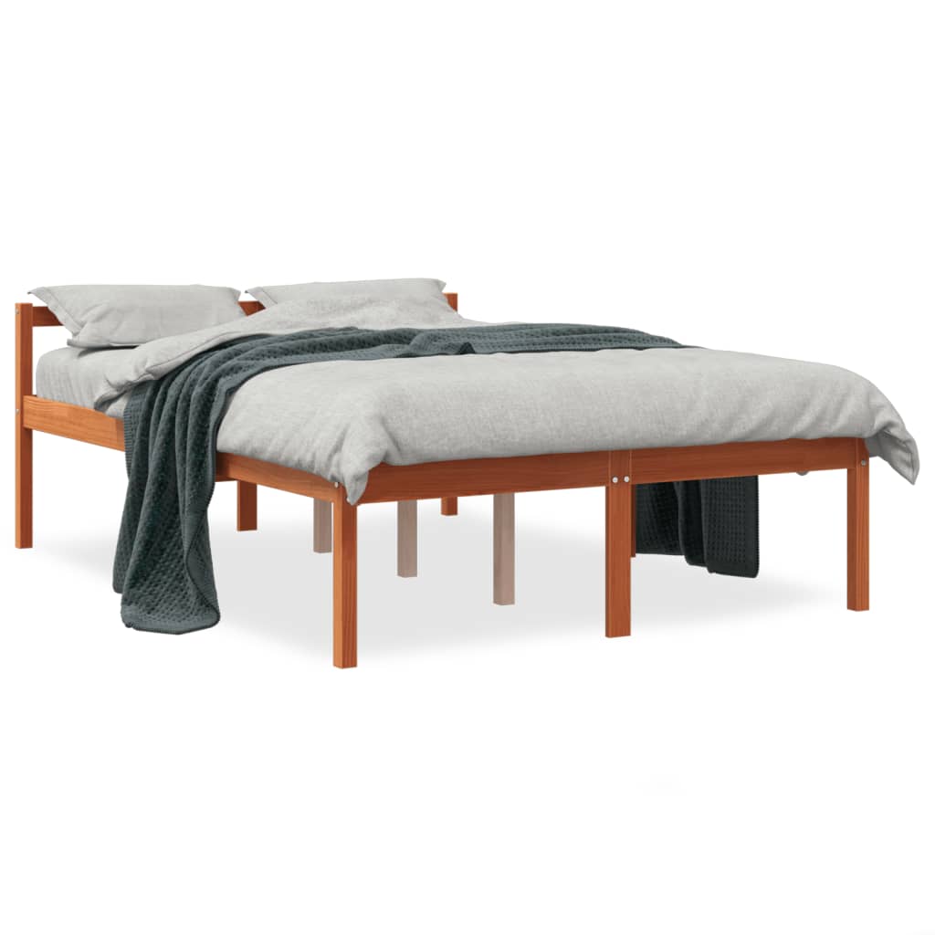 Senior Bed without Mattress Wax Brown 140x200 cm Solid Wood Pine