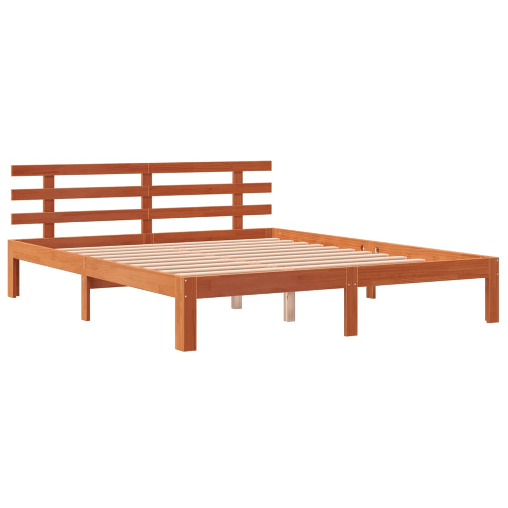 Bed Frame without Mattress Wax Brown 180x200 cm Super King Solid Wood Pine