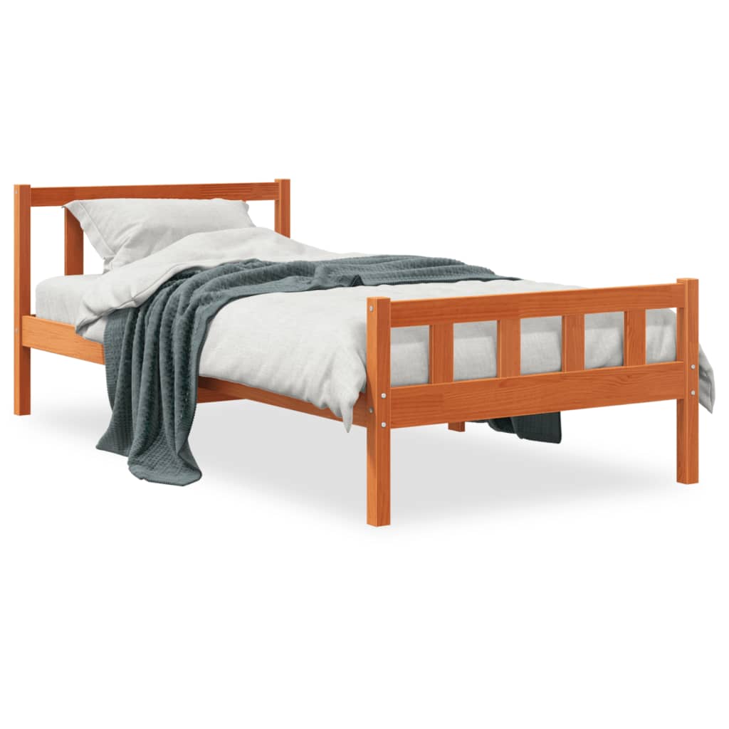 Bed Frame without Mattress Wax Brown 75x190 cm Small Single Solid Wood Pine