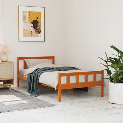 Bed Frame without Mattress Wax Brown 75x190 cm Small Single Solid Wood Pine