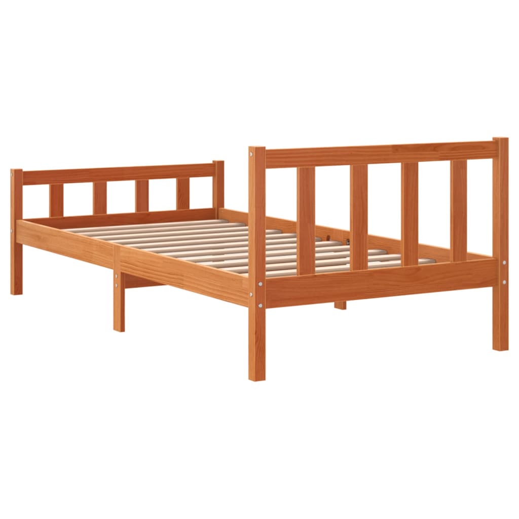 Bed Frame without Mattress Wax Brown 75x190 cm Small Single Solid Wood Pine