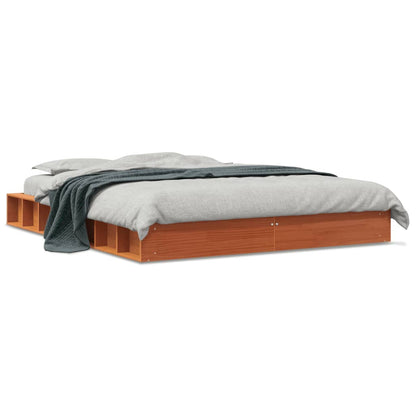 Bed Frame without Mattress Wax Brown 150x200 cm King Size Solid Wood Pine