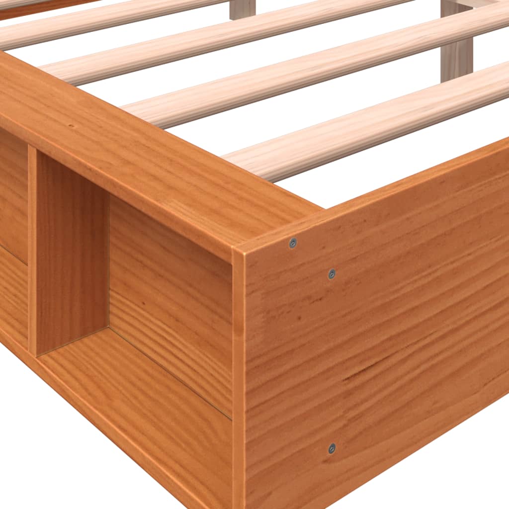 Bed Frame without Mattress Wax Brown 150x200 cm King Size Solid Wood Pine