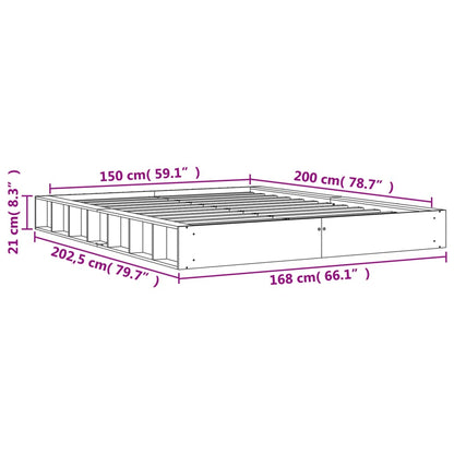 Bed Frame without Mattress Wax Brown 150x200 cm King Size Solid Wood Pine