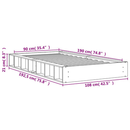 Bed Frame Wax Brown 90x190 cm Single Solid Wood Pine