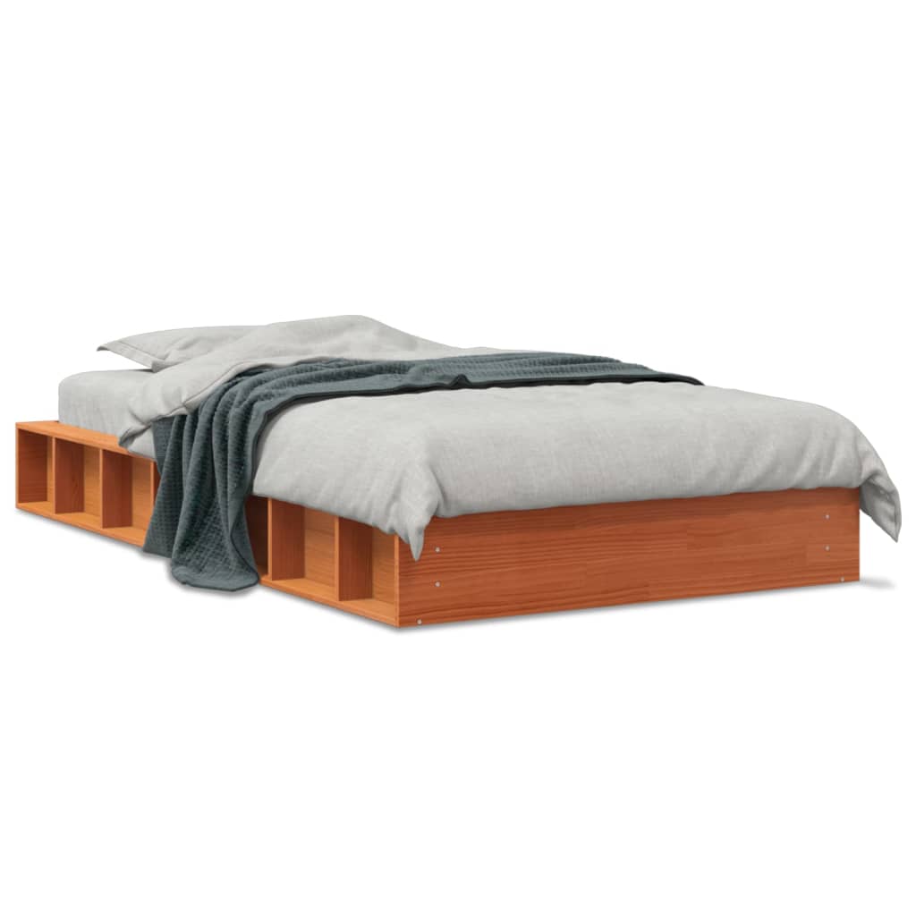 Bed Frame Wax Brown 90x190 cm Single Solid Wood Pine