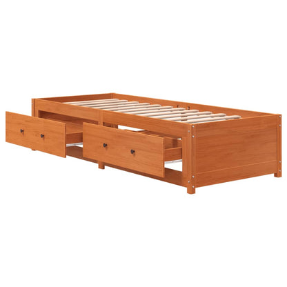 Day Bed without Mattress Wax Brown 75x190 cm Small Single Solid Wood Pine