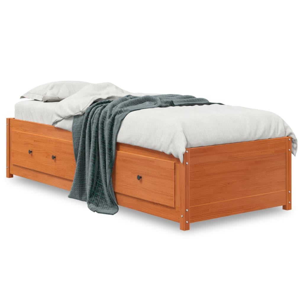 Day Bed without Mattress Wax Brown 75x190 cm Small Single Solid Wood Pine