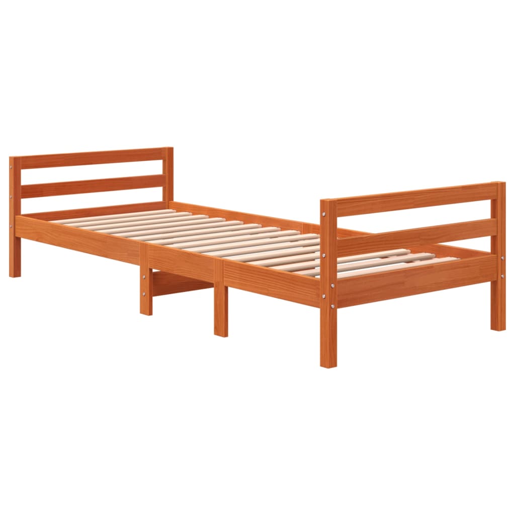 Bed Frame without Mattress Wax Brown 90x190 cm Single Solid Wood Pine