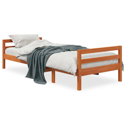 Bed Frame without Mattress Wax Brown 90x190 cm Single Solid Wood Pine