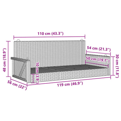 Swing Bench Grey 119x56x48 cm Poly Rattan