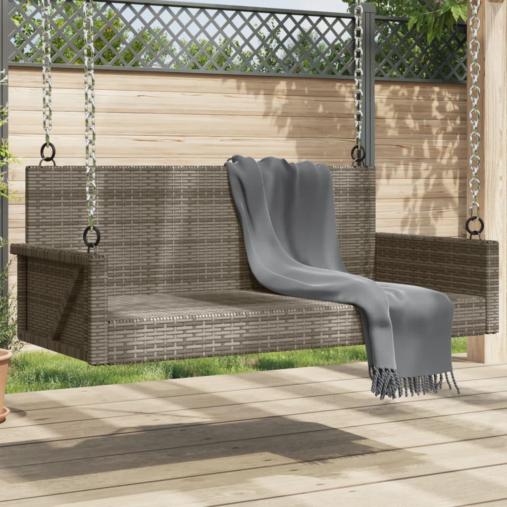 Swing Bench Grey 119x56x48 cm Poly Rattan