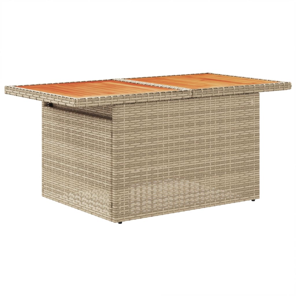 Garden Table Beige 100x55x73 cm Poly Rattan and Acacia Wood