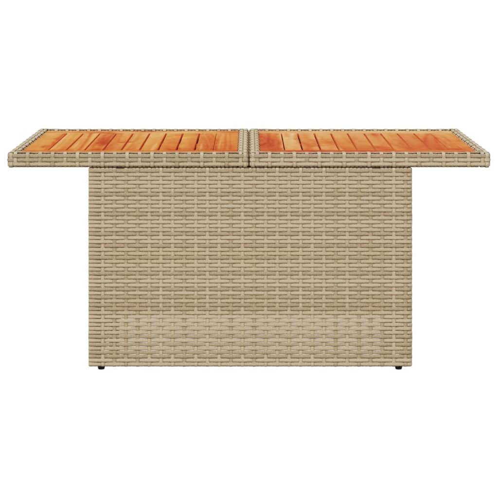 Garden Table Beige 100x55x73 cm Poly Rattan and Acacia Wood