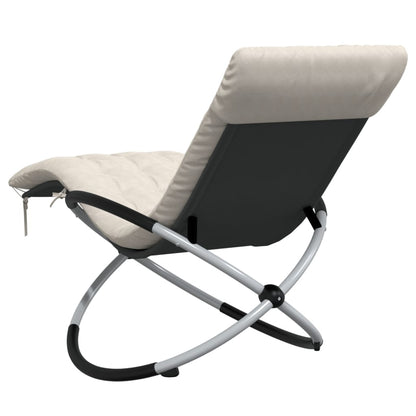 Geometrical Sun Lounger with Cushion Black and Grey Steel